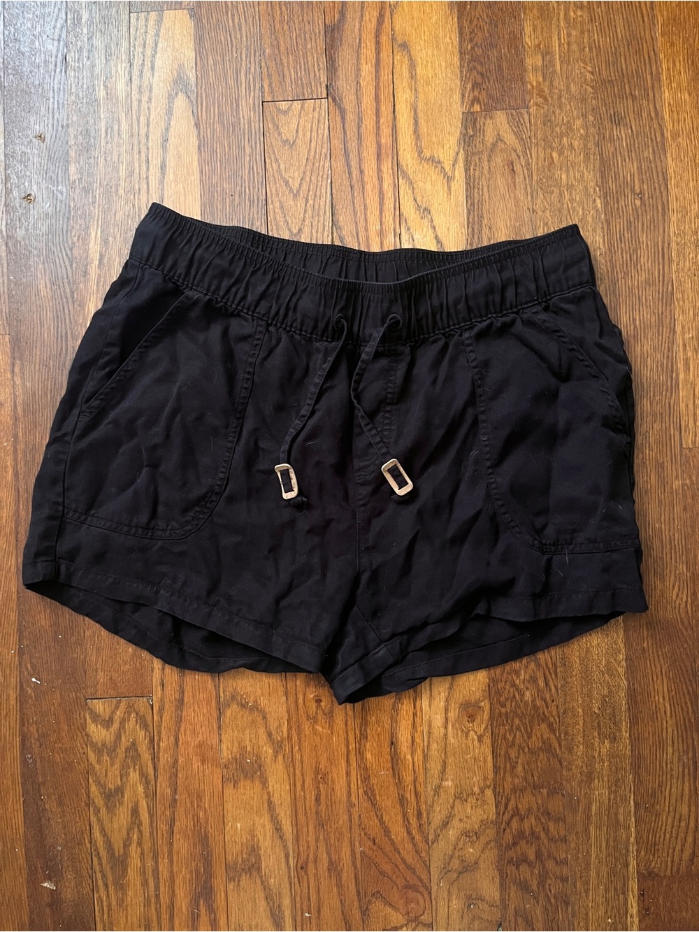 Women's Black High-Waist Drawstring Casual Shorts